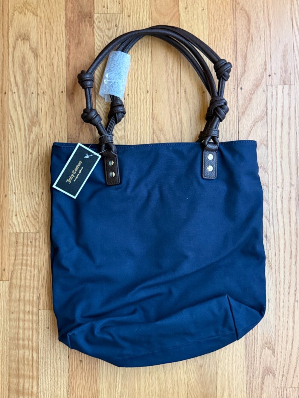 NWT Juicy Couture Sequin Palm Tree Tote Bag Navy Blue Canvas YHRU3464 Dust Bag - Picture 7 of 10